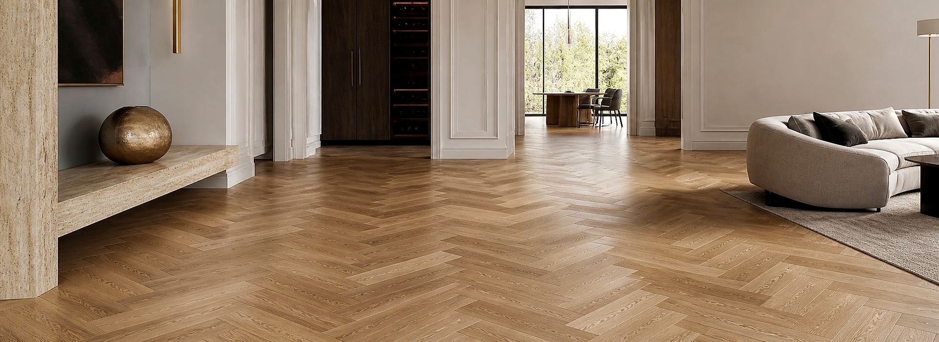 Luxury engineered oak herringbone flooring